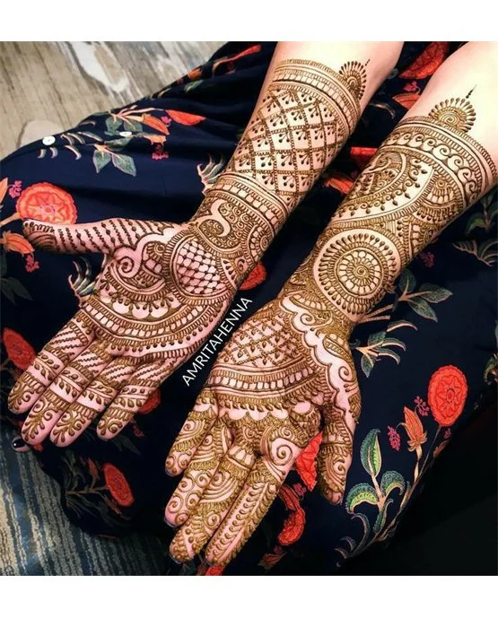 Gorgeous Paisley And Mesh Along Front Full Hand Mehndi Design